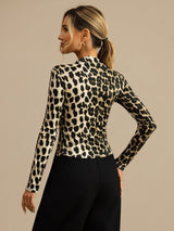 [Leopard] SilkSilky  Long Sleeve Women's T-Shirt 002