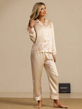 [Champagne] SilkSilky  Long Sleeve Lapel Collar Women's Pajamas 005