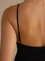 [Black] SilkSilky  Spaghetti Strap V Neck Camisole Top 004