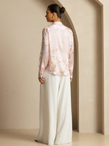 [Pink] SilkSilky  Long Sleeve Lapel Collar Women's Shirt 006
