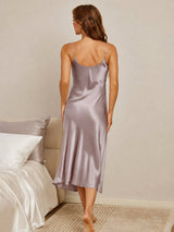 [Shadow Gray] SilkSilky  Spaghetti Strap V Neck Dress 003