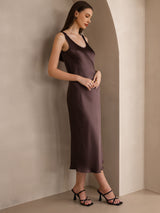 [Coffee] SilkSilky  Sleeveless Dress 004