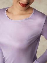 [Purple] SilkSilky  Silk Jersey Long Sleeve Round Neck Women's Long Johns 005