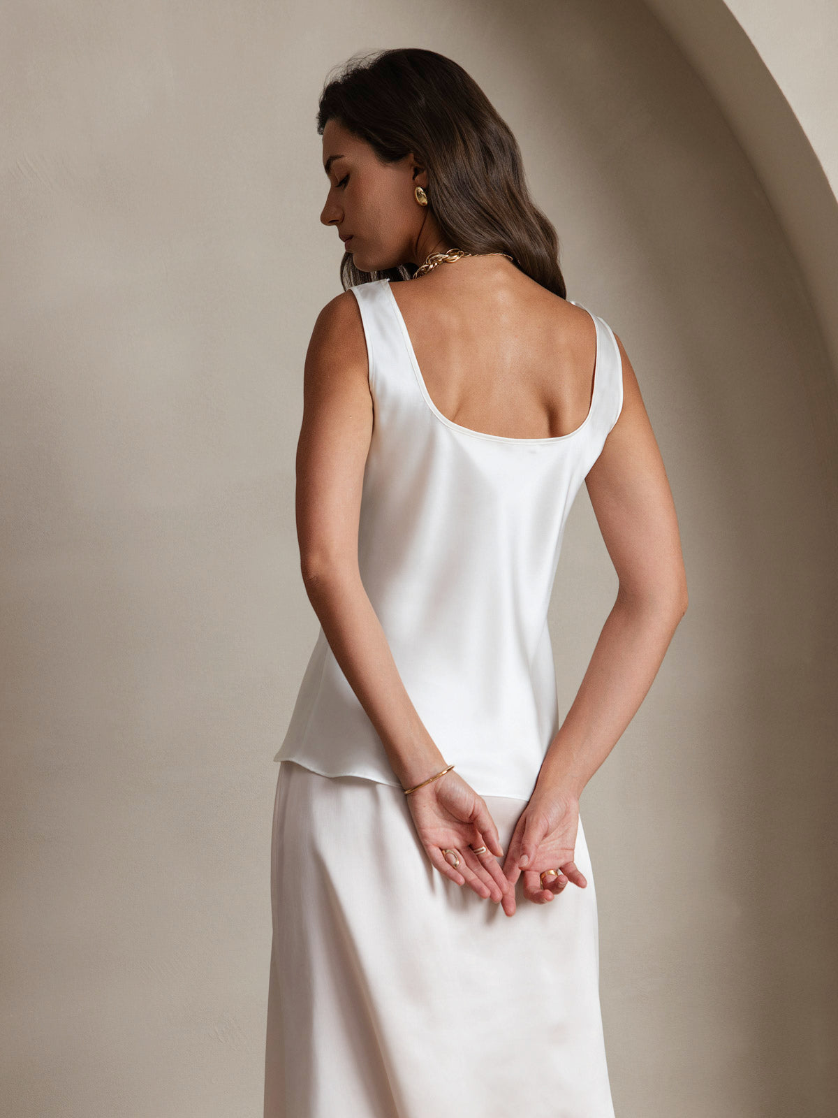 [White] SilkSilky  Sleeveless Camisole Top 002
