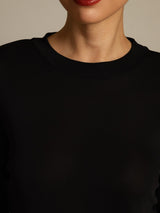 [Black] SilkSilky  Long Sleeve Crew Neck Women's T-Shirt 004