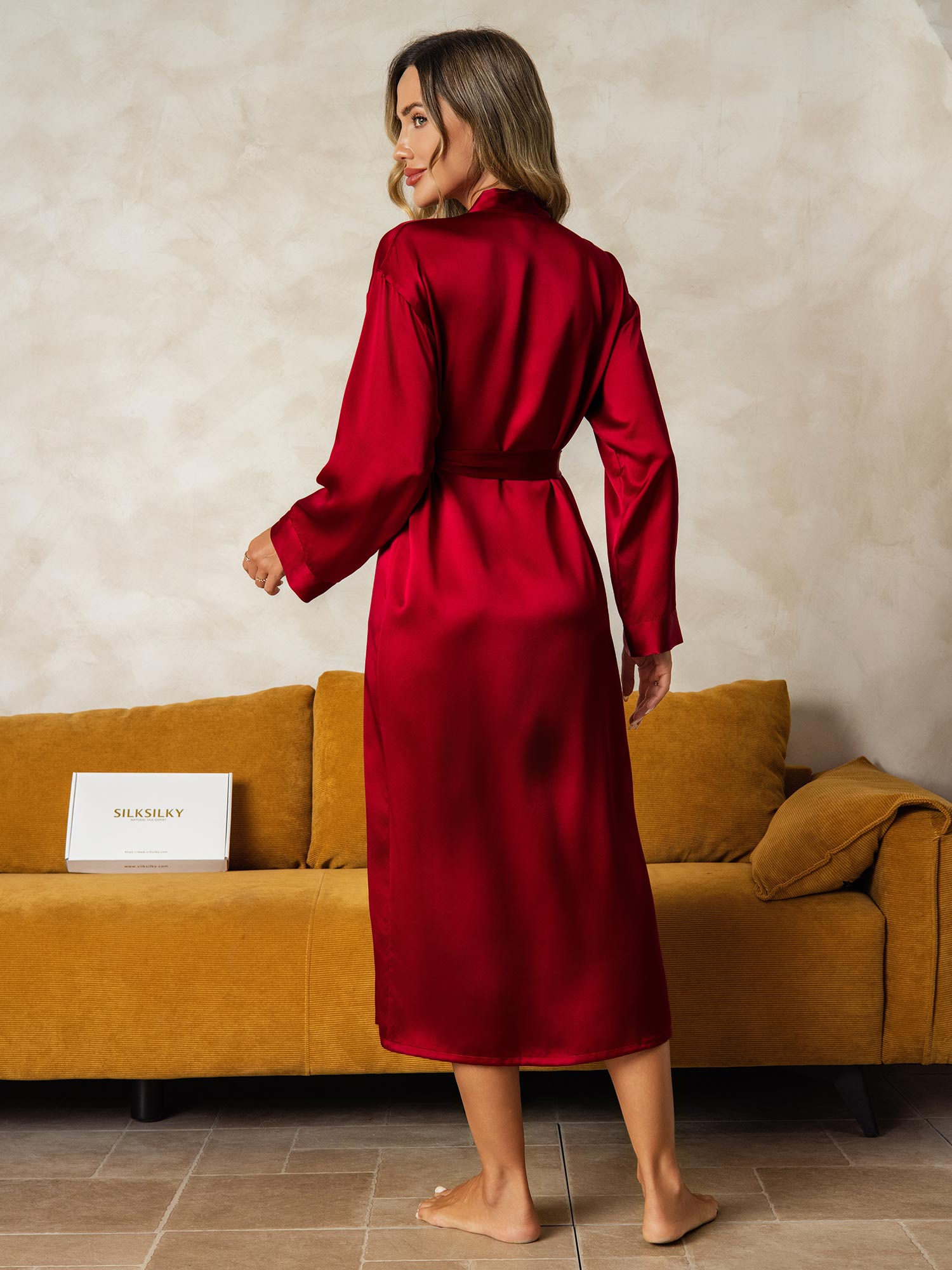 [Wine] SilkSilky  Long Sleeve Women's Robe 002