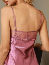 [Pale Mauve] SilkSilky  Spaghetti Strap Sweetheart Neck Nightgown 003