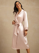 [Pink] SilkSilky  Pure Silk Collar Women's Robe 009,