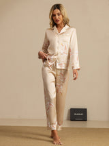 [Champagne] SilkSilky  Long Sleeve Lapel Collar Women's Pajamas 006