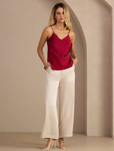[Wine] SilkSilky  Spaghetti Strap V Neck Camisole Top 006