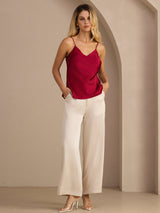 [Wine] SilkSilky  Spaghetti Strap V Neck Camisole Top 006