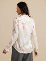 [White] SilkSilky  Long Sleeve Lapel Collar Women's Shirt 002