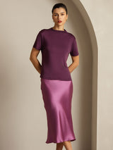 [Purple] SilkSilky  Short Sleeve Women's T-Shirt 008
