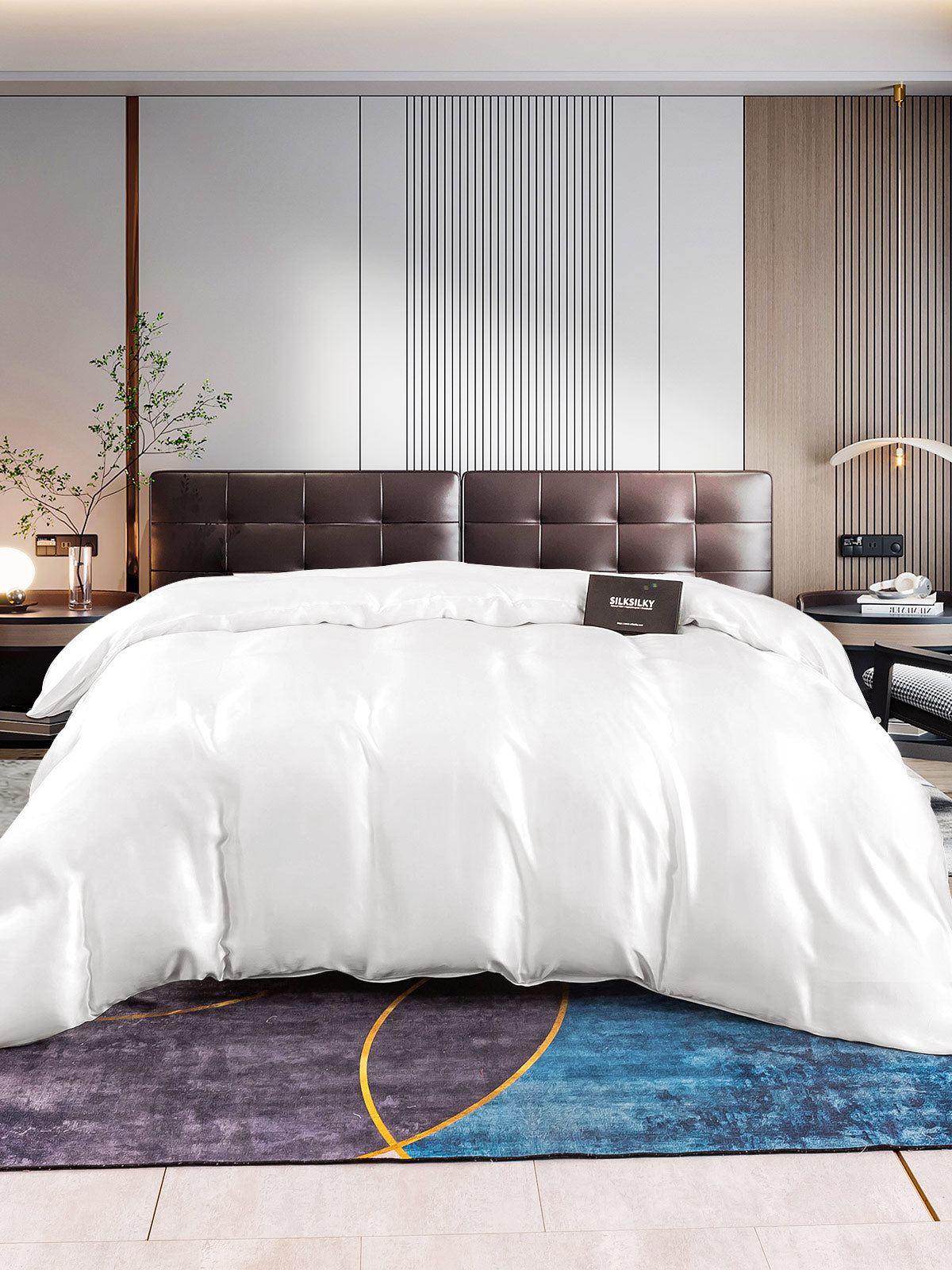 [White] SilkSilky  22Momme Duvet Covers 001