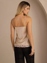 [Champagne] SilkSilky  Spaghetti Strap V Neck Camisole Top 002