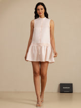 [Pink] SilkSilky  Sleeveless Stand Collar Dress 007