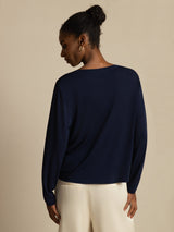 [Dark Blue] SilkSilky Long Sleeve Women's Cardigan 002