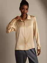 [Champagne] SilkSilky  Long Sleeve Lapel Collar Women's Shirts 004