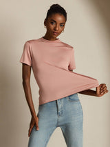[Pink] SilkSilky  Short Sleeve Women's T-Shirt 001