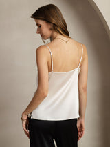 [Light Gray] SilkSilky  Spaghetti Strap Cowl Neck Camisole Top 002