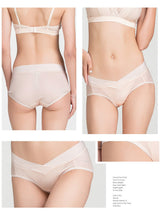Light yellow silk knitted pregnant woman V-waist panties, low-rise breathable brief