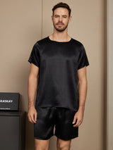 [Black] SilkSilky  Short Sleeve Round Neck Men's Pajamas 001