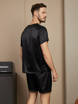 [Black] SilkSilky  Short Sleeve Round Neck Men's Pajamas 002
