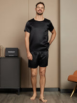 [Black] SilkSilky  Short Sleeve Round Neck Men's Pajamas 005