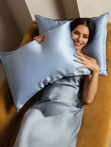 [DarkBlue+LightBlue] SilkSilky 19Momme Pure Silk Pillowcase 004