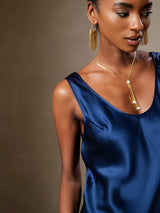 [Dark Blue] SilkSilky  Sleeveless Scoop Neck Dress 004