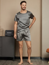 [Dark Gray] SilkSilky  Short Sleeve Round Neck Men's Pajamas 004
