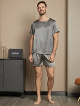 [Dark Gray] SilkSilky  Short Sleeve Round Neck Men's Pajamas 005