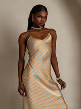 [Floral] SilkSilky  Spaghetti Strap V Neck Dress 004