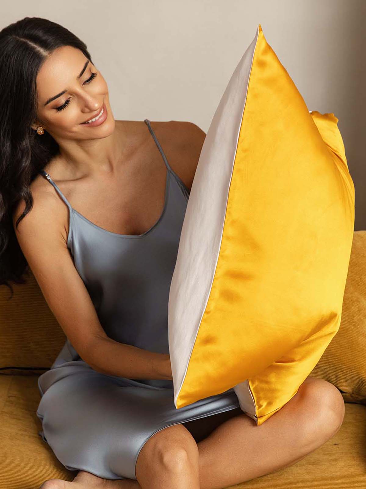 [Gold+LightBeige] SilkSilky 19Momme Pure Silk Pillowcase 002