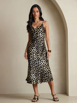 [Leopard] SilkSilky Pure Silk Sleeveless Round Neck Nightgown 001