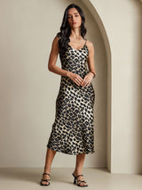 [Leopard] SilkSilky Pure Silk Sleeveless Round Neck Nightgown 003