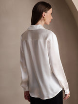 [White] SilkSilky  Long Sleeve Lapel Collar Women's Shirts 002