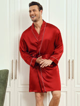[Wine] SilkSilky  Long Sleeve Men's Robe 001
