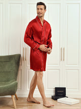 [Wine] SilkSilky  Long Sleeve Men's Robe 004