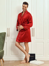 [Wine] SilkSilky  Long Sleeve Men's Robe 005