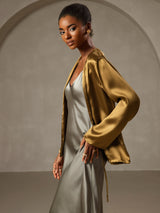 [Grayish Green] SilkSilky  Spaghetti Strap V Neck Nightgown 006
