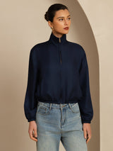 [Black+DarkBlue] SilkSilky  Long Sleeve Women's Outerwear 004