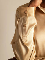 [Champagne] SilkSilky  Long Sleeve Lapel Collar Women's Shirts 007