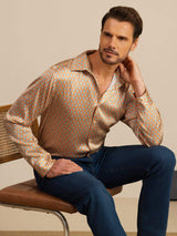 [Yellow Heart Geo] SilkSilky  Long Sleeve Lapel Collar Men's Shirt 006