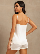 [White] SilkSilky  Spaghetti Strap Camisole Set 002