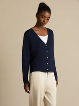 [Dark Blue] SilkSilky Long Sleeve Women's Cardigan 001