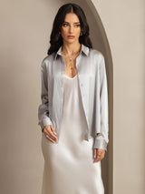 [Light Gray] SilkSilky  Long Sleeve Lapel Collar Women's Shirts 007