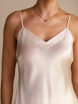 [Beige] SilkSilky  Spaghetti Strap V Neck Camisole Top 004