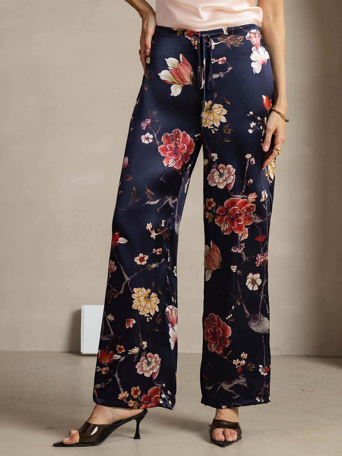 [Navy Floral] SilkSilky  Women's Pants 001