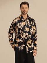 [Black Dragon] SilkSilky Long Sleeve Lapel Collar Men's Shirt 001